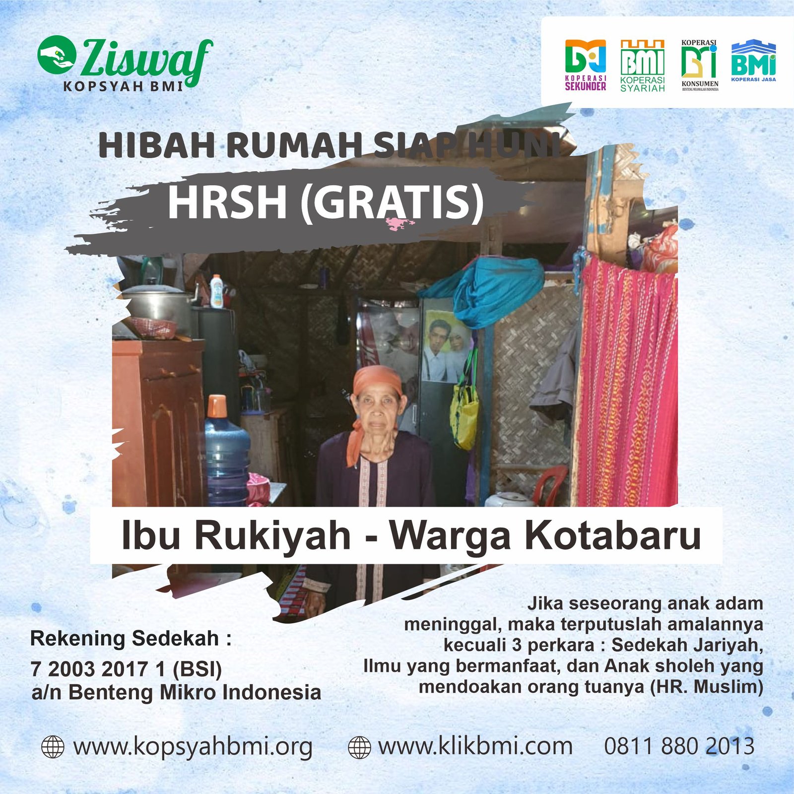 Hibah Rumah Siap Huni (Gratis) untuk Ibu Rukiyah – Warga Kota Baru, Karawang